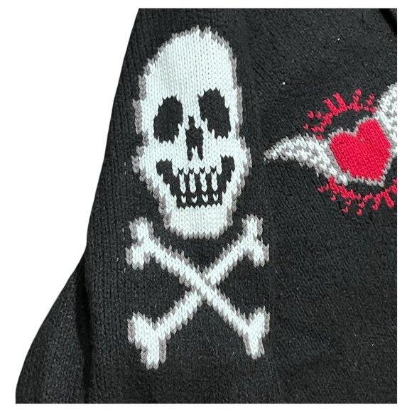 Torrid Women Sweater 4X Black Graphic Cardigan Full Zip Skull Rose Indie Sleaze - Picture 2 of 11